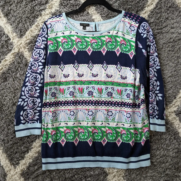 Talbots Tops - Talbot's Patterned Scoop Neck Sweater Blouse Size XLP
